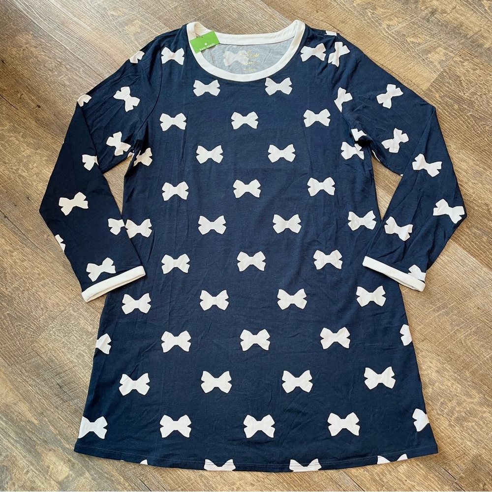 Kate Spade Navy and White Bows Sleep Shirt Nightgown